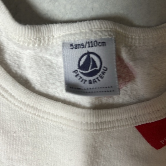 Petit Bateau girls White and Red Heart Pajama Set fleece sz 5 - Picture 2 of 7